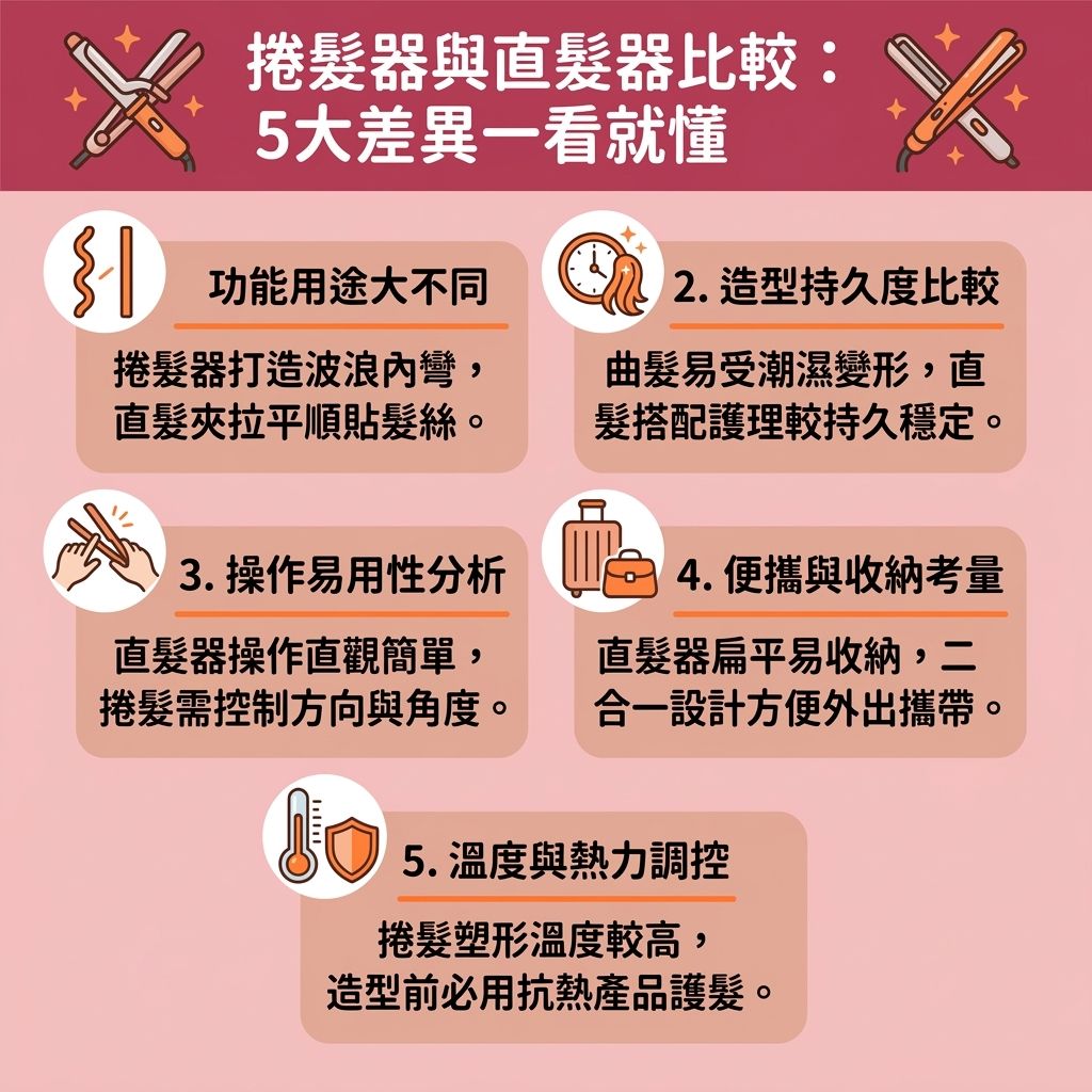 這是一張台灣健康部落格風格的 1:1 正方形資訊圖表,主題為捲髮器推薦比較。圖表詳細介紹了如何挑選不傷髮質捲髮棒與捲髮器尺寸選擇。許多人在進行造型時擔心熱力與溫度過高會導致燙傷,因此圖表強調了預防高溫傷髮的重要性,並提供實用的捲髮器溫度設定與自動捲髮器用法。
圖表分析了陶瓷材質的陶瓷捲髮器好處,其均勻的塗層能保護髮絲與頭髮,結合負離子技術更能達到完美的負離子護髮造型。從髮根到髮尾,無論是想改善頭髮扁塌打造韓式氣墊燙效果,或是針對瀏海進行處理,都能輕鬆保護髮質。
對於初學者,圖中提供了新手捲髮教學與髮尾內彎教學,教你如何利用捲髮器(或捲髮棒)及兩用直捲髮器(結合直髮夾功能)來塑造大波浪捲髮,展現迷人的波浪與捲度。搭配防燙捲髮器設計與無線便攜捲髮棒,是快速出門髮型的必備神器。記得做好捲髮前護理與日常護髮,並運用持久捲髮技巧及定型噴霧推薦,讓你維持完美的弧度,全天候亮麗動人。