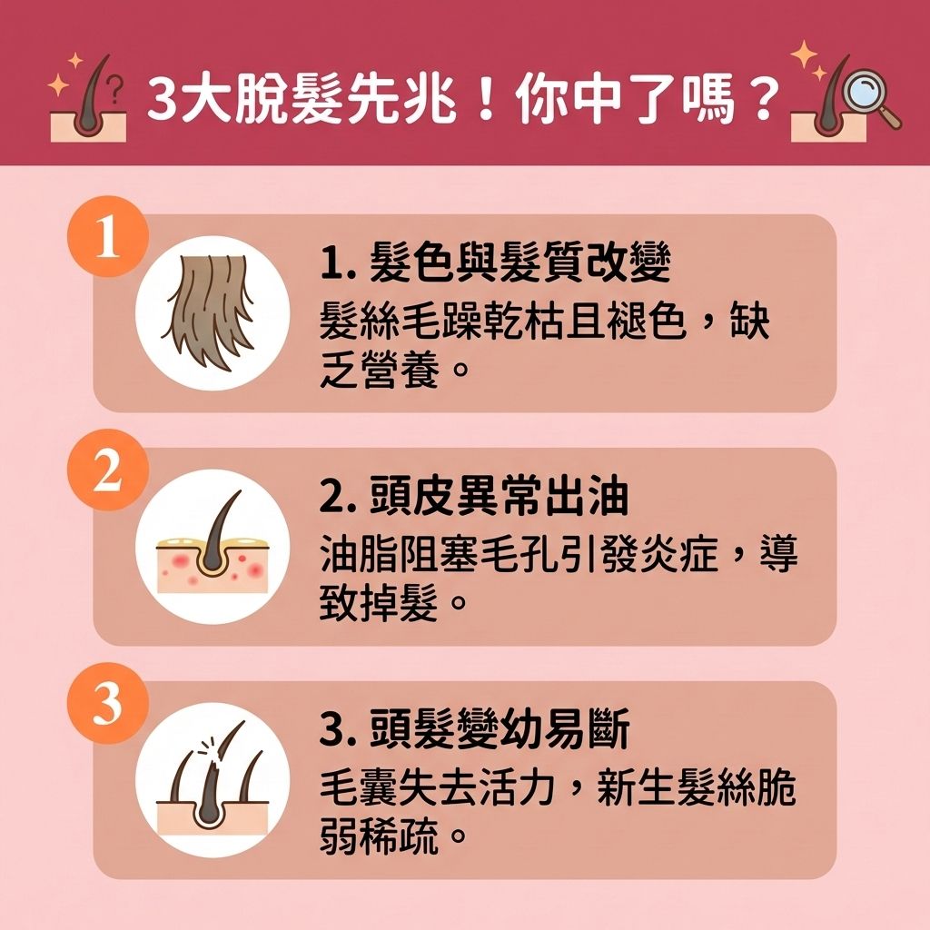這是一張 1:1 正方形可愛扁平化向量插畫,以台灣健康部落格風格解說中醫的【預防脫髮方法】。圖表指出,【脫髮】多與【氣血】不順及【腎虛】有關。若壓力大影響【血液循環】與【荷爾蒙】,會導致【皮脂腺】失衡及【角質層】受損。這不僅會引發【雄性禿】與異常掉髮,若體內產生過多【雙氫睪酮】,更會攻擊【頭皮】的【毛囊】。
為【解決前額脫髮】與【改善髮線後移】,必須積極【改善頭皮環境】。中醫建議【調理肝腎氣血】以【舒緩頭皮壓力】。日常可多攝取【中藥】材如【何首烏】、【當歸】、【人參】、【熟地黃】與【黑芝麻】,以補充【蛋白質】,【滋養脆弱髮絲】並【補充頭髮營養】。
此外,透過【中醫針灸生髮】與【針灸】來【疏通頭皮經絡】(如【經絡】調理),能有效【促進頭皮血液循環】。這有助於【延緩毛囊萎縮】、【激活休眠毛囊】及【刺激毛囊再生】。這些【專業生髮療程】能【強健脆弱髮根】、【減少掉髮數量】、【改善頭髮稀疏】,進而【延長生長週期】並大幅【增加頭髮密度】!