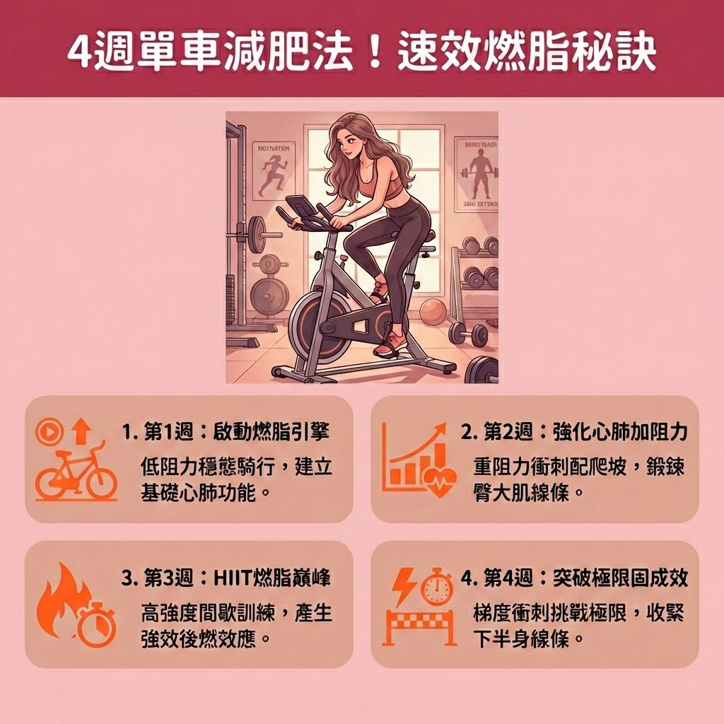 這是一張台灣健康部落格風格的 1:1 正方形醫美資訊圖表。圖中的長髮女生在男生的場景中(面部表情保持不變),正在認真踩健身單車(又稱動感單車)。這是一項極佳的帶氧運動,能有效燃燒體內脂肪並消耗多餘熱量(精算卡路里)。透過調整阻力級別(增加阻力),能在提高心跳率的同時減少關節勞損(保護膝關節)。
持續騎行能增強心肺功能、改善血液循環(加強血液循環),並有效排除乳酸。這不僅能鍛鍊下肢肌肉,強化大腿、小腿與核心肌群(增加肌肉量、預防肌肉流失),還能提升基礎代謝與整體新陳代謝,從而降低體脂率。
日常需配合健康飲食,控制熱量攝取並補充蛋白質,以防減少脂肪積聚。堅持這套運動能幫你突破減肥停滯期,達到收緊大腿線條與塑造緊緻線條的效果,消滅深層脂肪與消除頑固脂肪。若有局部肥胖困擾,可考慮醫學美容的局部減脂療程。香港完美醫療提供專業的無痛溶脂技術與醫美定位修形,結合頂尖溶脂科技與專屬瘦身方案,助你輕鬆重獲完美體態!