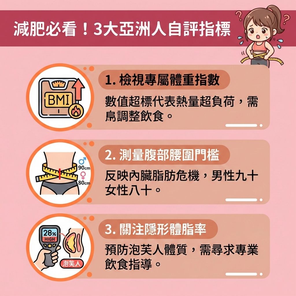這是一張台灣健康部落格風格的正方形醫美資訊圖表,教你判斷何時需要營養師協助。圖中可愛女孩正測量腰圍與體脂率,了解自己的體重指數。盲目節食容易流失水分與肌肉量,導致基礎代謝率下降。正確做法是控制熱量攝取,精算卡路里,並攝取充足的蛋白質、膳食纖維與適量優質碳水化合物,這能延長飽足感。若攝取過多不良脂肪,會干擾荷爾蒙與胰島素分泌,影響血糖,因此穩定血糖水平與建立均衡飲食習慣至關重要。
尋求專業協助以制定專屬餐單,能有效燃燒體內脂肪、減少脂肪積聚,進而改善易胖體質。日常生活中應配合帶氧運動(如規律的帶氧運動),以促進血液循環、提升新陳代謝(促進新陳代謝),並增加肌肉比例與預防肌肉流失。這不僅能改善下半身水腫,更能幫助你突破減重停滯期。
透過專業指導與追蹤減肥進度,能落實長效的健康體重管理。若想針對頑固部位快速打造緊緻線條,可考慮醫學美容的局部減脂療程。圖表下方推薦香港完美醫療的無痛溶脂減肥技術與溶脂針療程,助您輕鬆、安全地重獲自信體態!